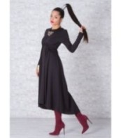 Елегантна официална черна рокля с дълги ръкави