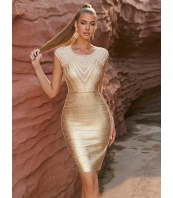 Секси Златна Рокля за Банкети и Партита|Метален плат