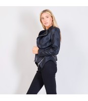 Дамско кожено яке с бляскави камъни | Модерен и елегантен стил - ETERE.bg