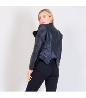 Дамско кожено яке с бляскави камъни | Модерен и елегантен стил - ETERE.bg