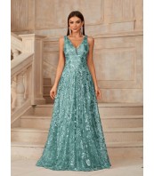 Дълга Официална Рокля с V деколкте без цепка