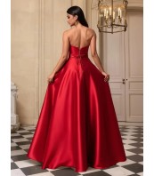 Официална червена рокля тип корсет | Бални рокли 2026