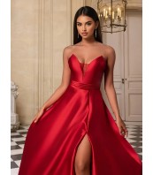 Официална червена рокля тип корсет | Бални рокли 2026