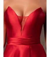 Официална червена рокля тип корсет | Бални рокли 2026