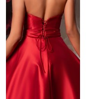 Официална червена рокля тип корсет | Бални рокли 2026