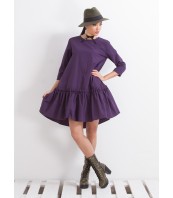 Лилава памучна рокля с панделка – Елегантна ежедневна рокля