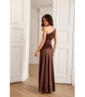 Inez — асиметрична сатенена макси рокля в червено8