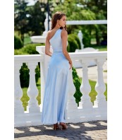 Inez — асиметрична сатенена макси рокля в бледо розово