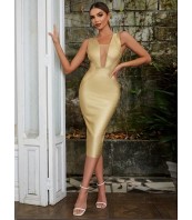 Секси Златна Рокля за Банкети и Партита|Метален плат