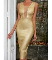 Секси Златна Рокля за Банкети и Партита|Метален плат
